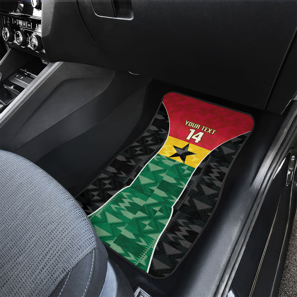 Ghana Football Custom Car Mats Go Black Queens Kente Pattern