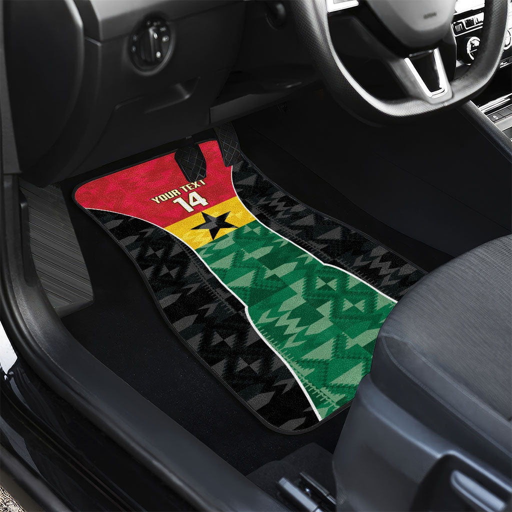 Ghana Football Custom Car Mats Go Black Queens Kente Pattern