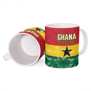 Ghana Football Custom Ceramic Mug Go Black Queens Kente Pattern