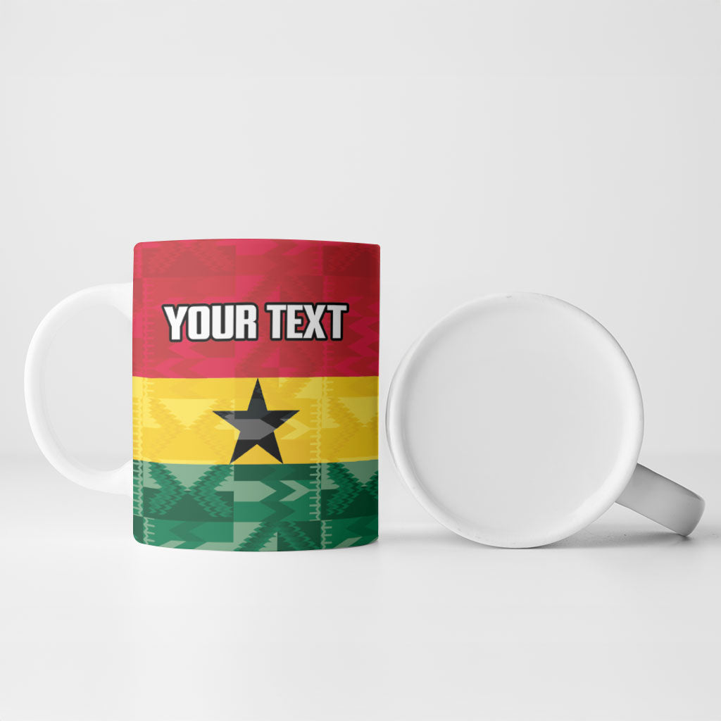 Ghana Football Custom Ceramic Mug Go Black Queens Kente Pattern