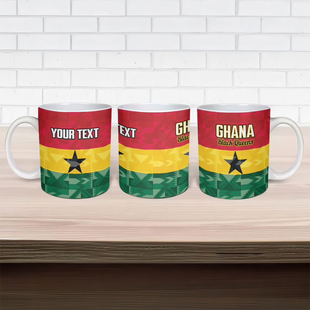 Ghana Football Custom Ceramic Mug Go Black Queens Kente Pattern