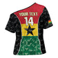 Ghana Football Custom Cross Shoulder Shirt Go Black Queens Kente Pattern