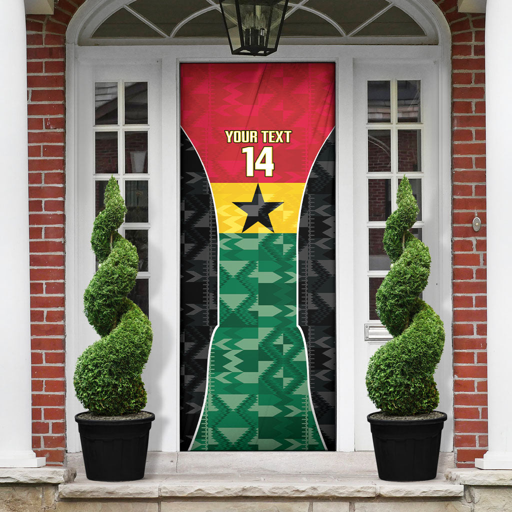 Ghana Football Custom Door Cover Go Black Queens Kente Pattern