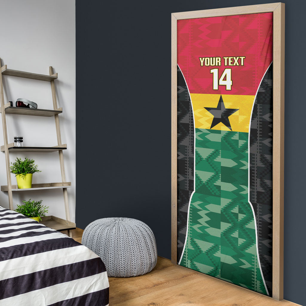 Ghana Football Custom Door Cover Go Black Queens Kente Pattern