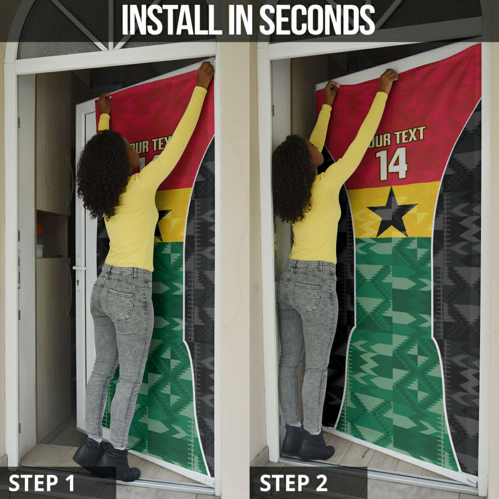Ghana Football Custom Door Cover Go Black Queens Kente Pattern
