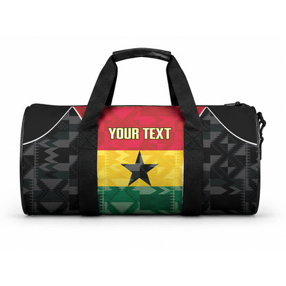 Ghana Football Custom Duffle Bag Go Black Queens Kente Pattern