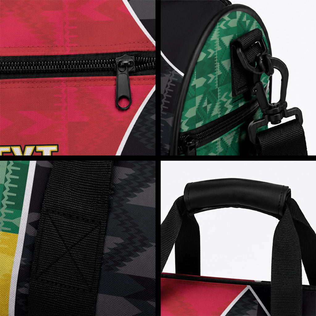 Ghana Football Custom Duffle Bag Go Black Queens Kente Pattern