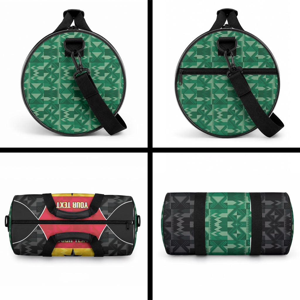 Ghana Football Custom Duffle Bag Go Black Queens Kente Pattern