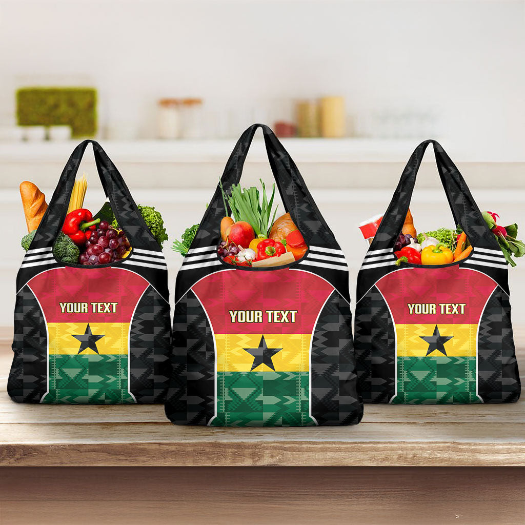 Ghana Football Custom Grocery Bag Go Black Queens Kente Pattern