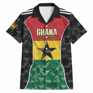 Ghana Football Custom Hawaiian Shirt Go Black Queens Kente Pattern
