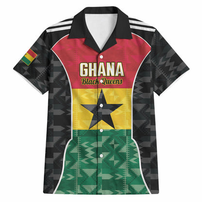 Ghana Football Custom Hawaiian Shirt Go Black Queens Kente Pattern
