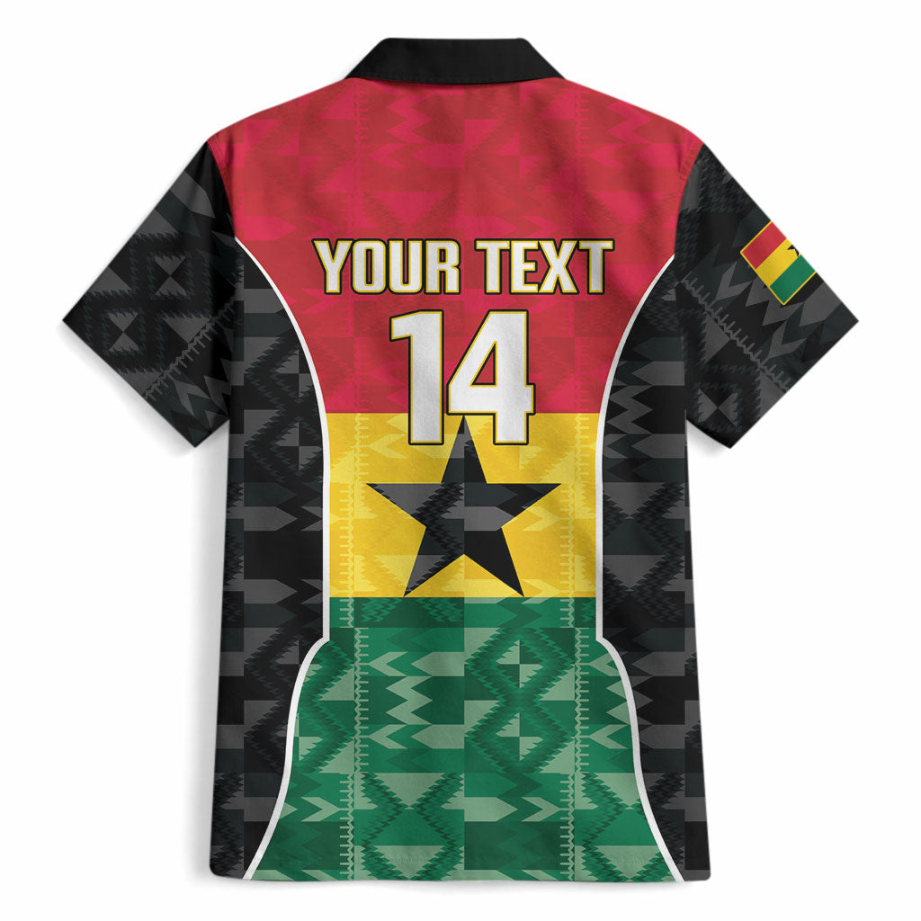 Ghana Football Custom Hawaiian Shirt Go Black Queens Kente Pattern