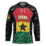 Ghana Football Custom Hockey Jersey Go Black Queens Kente Pattern