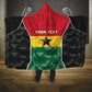 Ghana Football Custom Hooded Blanket Go Black Queens Kente Pattern
