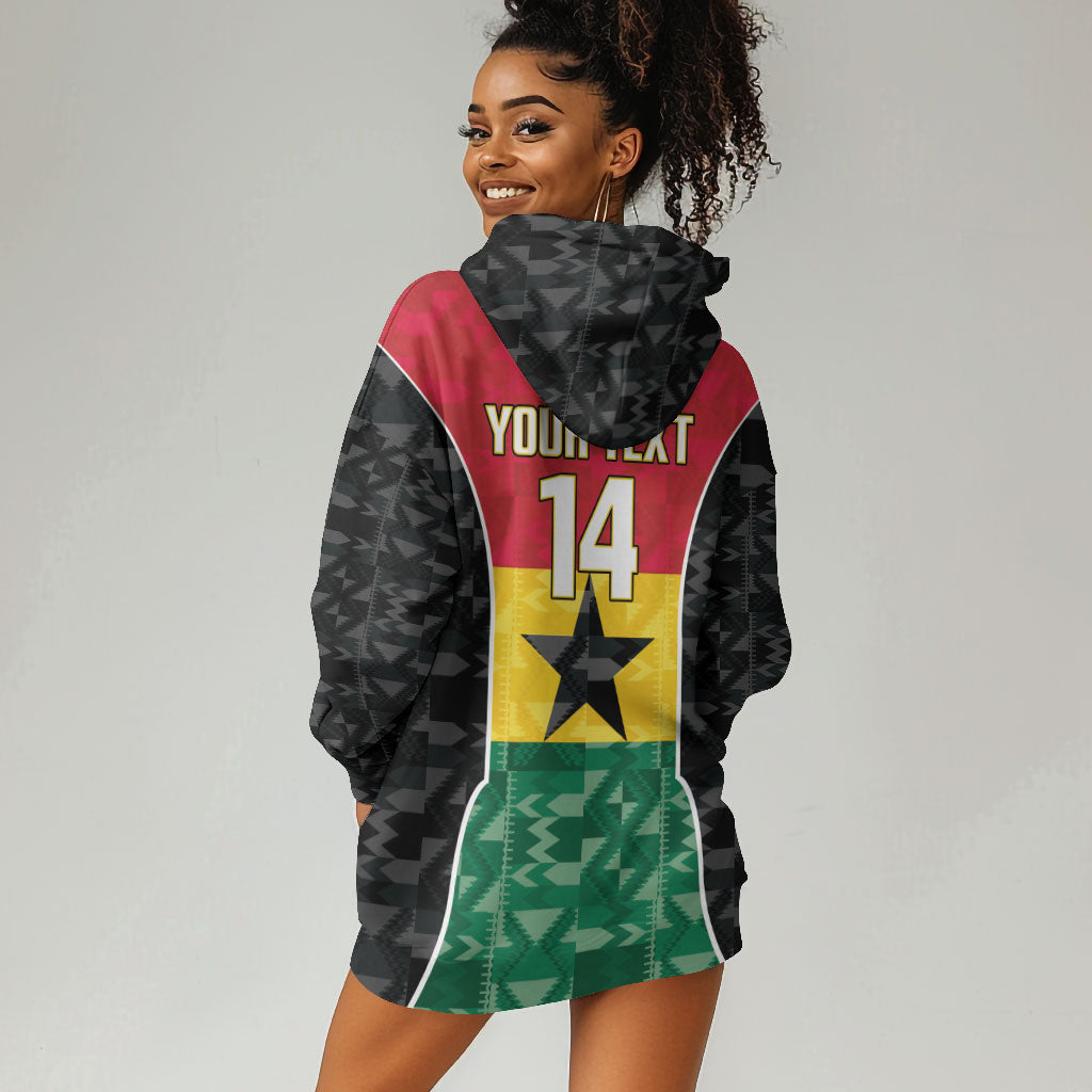 Ghana Football Custom Hoodie Dress Go Black Queens Kente Pattern