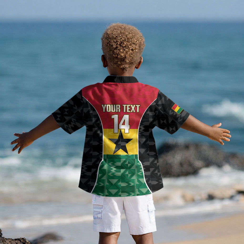 Ghana Football Custom Kid Hawaiian Shirt Go Black Queens Kente Pattern