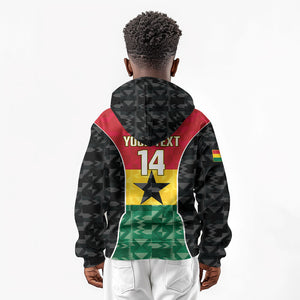 Ghana Football Custom Kid Hoodie Go Black Queens Kente Pattern