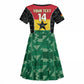 Ghana Football Custom Kid Short Sleeve Dress Go Black Queens Kente Pattern