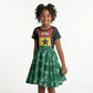 Ghana Football Custom Kid Short Sleeve Dress Go Black Queens Kente Pattern
