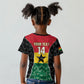 Ghana Football Custom Kid T shirt Go Black Queens Kente Pattern