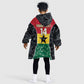 Ghana Football Custom Kid Wearable Blanket Hoodie Go Black Queens Kente Pattern