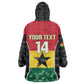 Ghana Football Custom Kid Wearable Blanket Hoodie Go Black Queens Kente Pattern