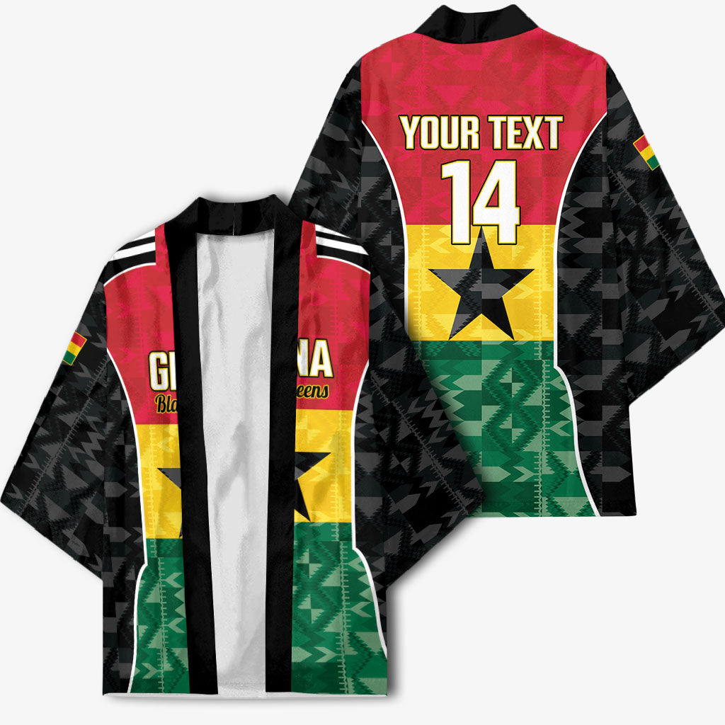 Ghana Football Custom Kimono Go Black Queens Kente Pattern