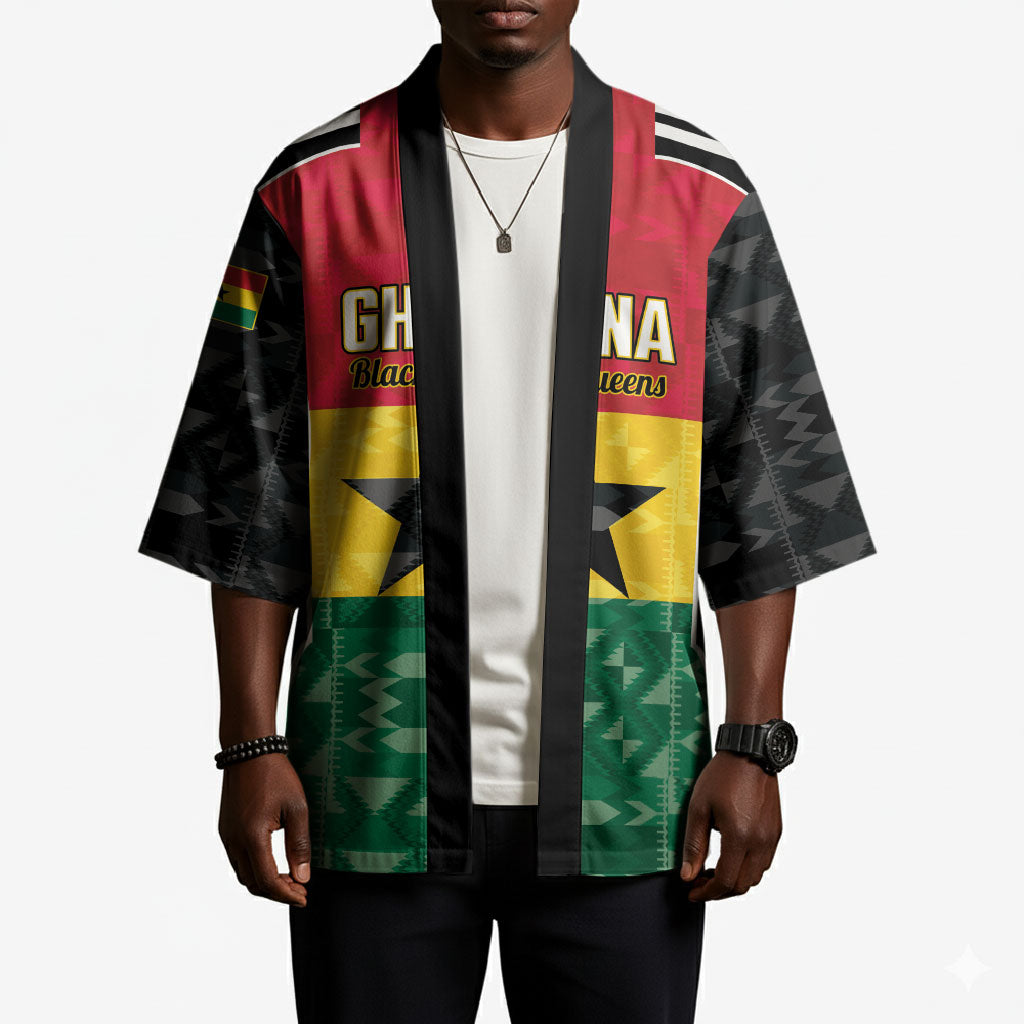 Ghana Football Custom Kimono Go Black Queens Kente Pattern