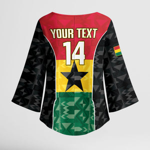 Ghana Football Custom Kimono Sleeve Blouse Go Black Queens Kente Pattern