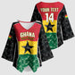 Ghana Football Custom Kimono Sleeve Blouse Go Black Queens Kente Pattern