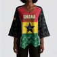 Ghana Football Custom Kimono Sleeve Blouse Go Black Queens Kente Pattern