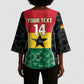 Ghana Football Custom Kimono Sleeve Blouse Go Black Queens Kente Pattern