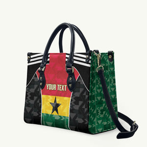 Ghana Football Custom Leather Bag Go Black Queens Kente Pattern