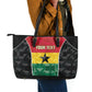 Ghana Football Custom Leather Tote Bag Go Black Queens Kente Pattern