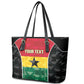 Ghana Football Custom Leather Tote Bag Go Black Queens Kente Pattern