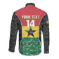 Ghana Football Custom Long Sleeve Button Shirt Go Black Queens Kente Pattern