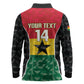 Ghana Football Custom Long Sleeve Polo Shirt Go Black Queens Kente Pattern