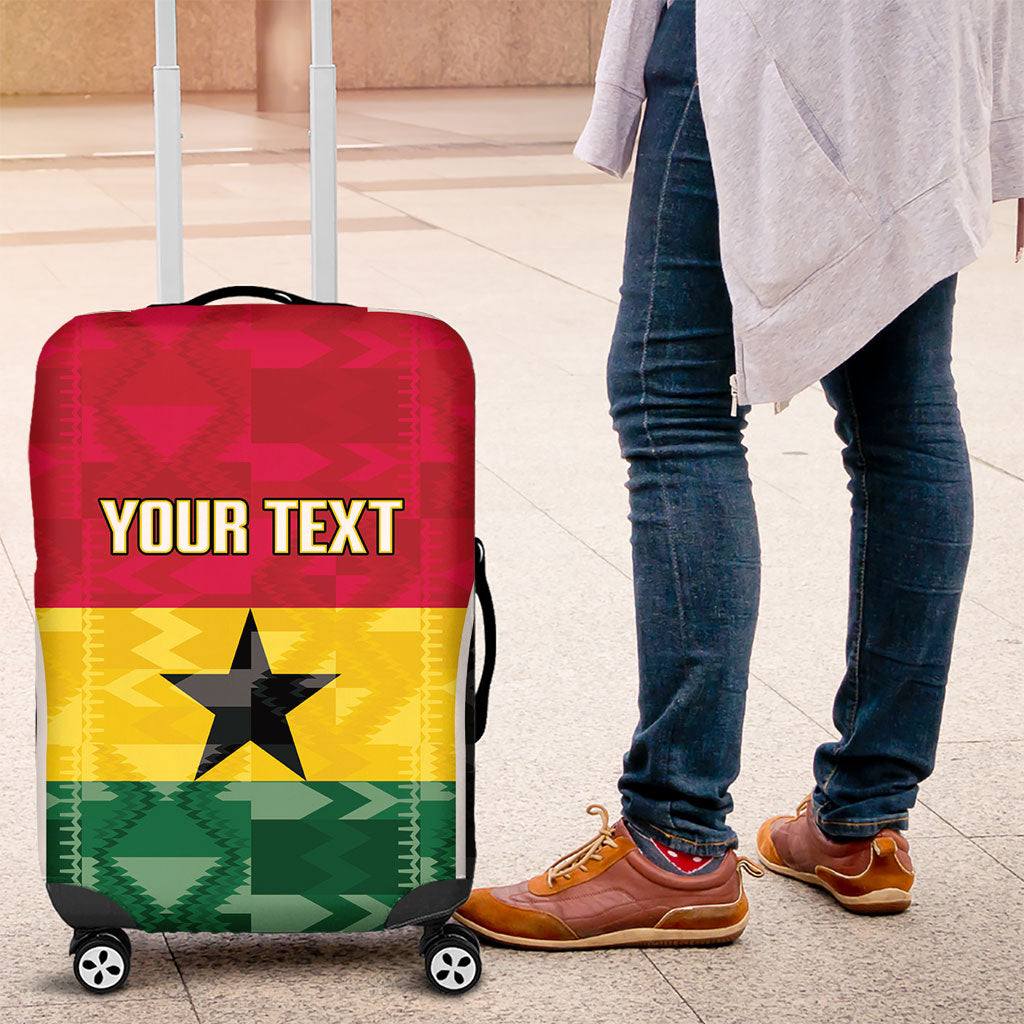 Ghana Football Custom Luggage Cover Go Black Queens Kente Pattern