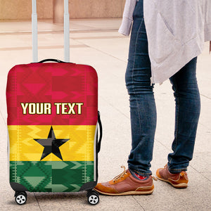 Ghana Football Custom Luggage Cover Go Black Queens Kente Pattern