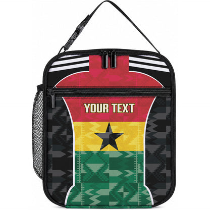 Ghana Football Custom Lunch Bag Go Black Queens Kente Pattern