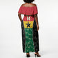 Ghana Football Custom Off Shoulder Maxi Dress Go Black Queens Kente Pattern