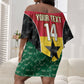 Ghana Football Custom Off Shoulder Short Dress Go Black Queens Kente Pattern
