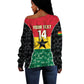Ghana Football Custom Off Shoulder Sweater Go Black Queens Kente Pattern