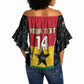 Ghana Football Custom Off Shoulder Wrap Waist Top Go Black Queens Kente Pattern