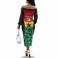 Ghana Football Custom Off The Shoulder Long Sleeve Dress Go Black Queens Kente Pattern