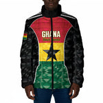 Ghana Football Custom Padded Jacket Go Black Queens Kente Pattern