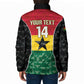 Ghana Football Custom Padded Jacket Go Black Queens Kente Pattern