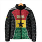 Ghana Football Custom Padded Jacket Go Black Queens Kente Pattern
