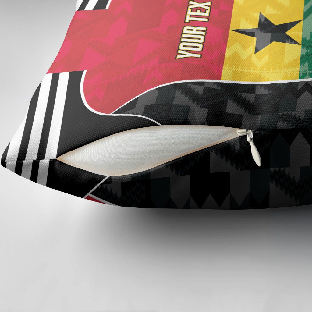 Ghana Football Custom Pillow Cover Go Black Queens Kente Pattern
