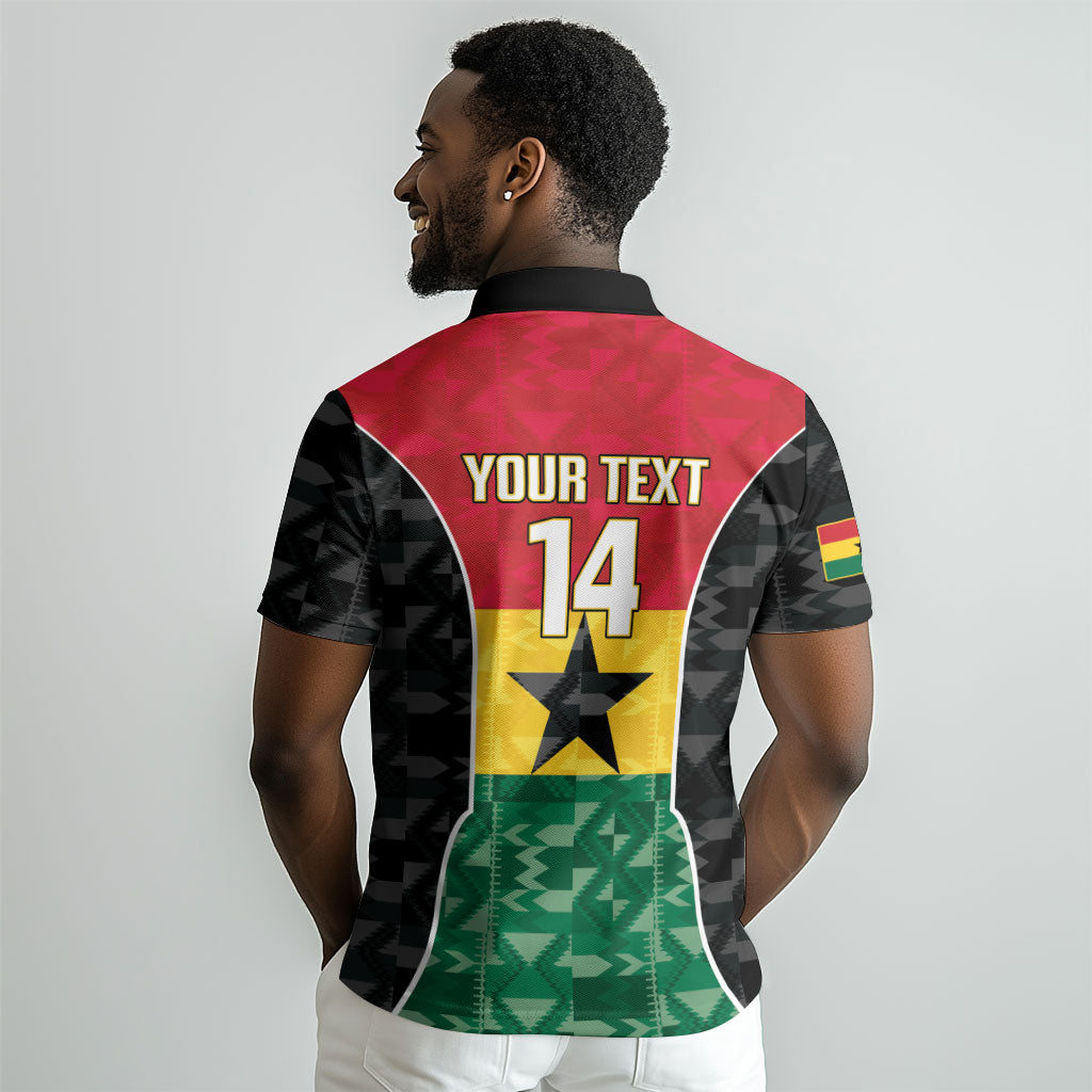 Ghana Football Custom Polo Shirt Go Black Queens Kente Pattern